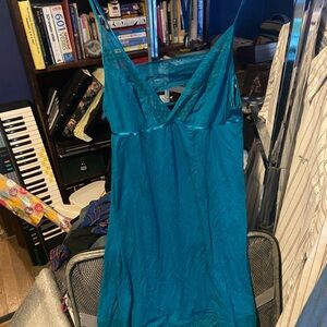 Victoria's Secret Blue Chemise with Spaghetti Straps and V-Neckline